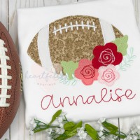 Football with Flowers Machine Applique Design